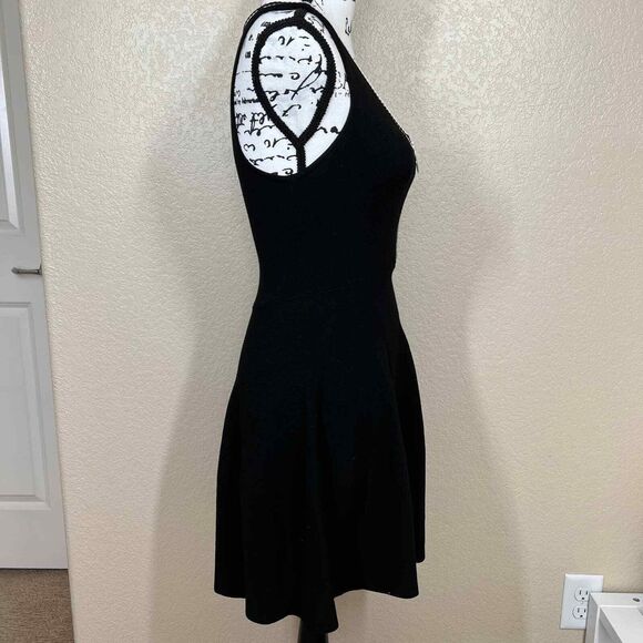 Rehab black dress fit and flare sleeveless size S front half zipper closure goth - Picture 4 of 14